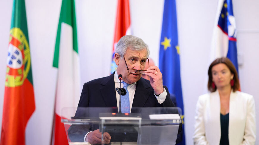 Italian Foreign Minister Antonio Tajani speaks during a press conference, on the day of a MED9 informal ministerial meeting, in Split, Croatia, April 9, 2026. REUTERS/Antonio Bronic