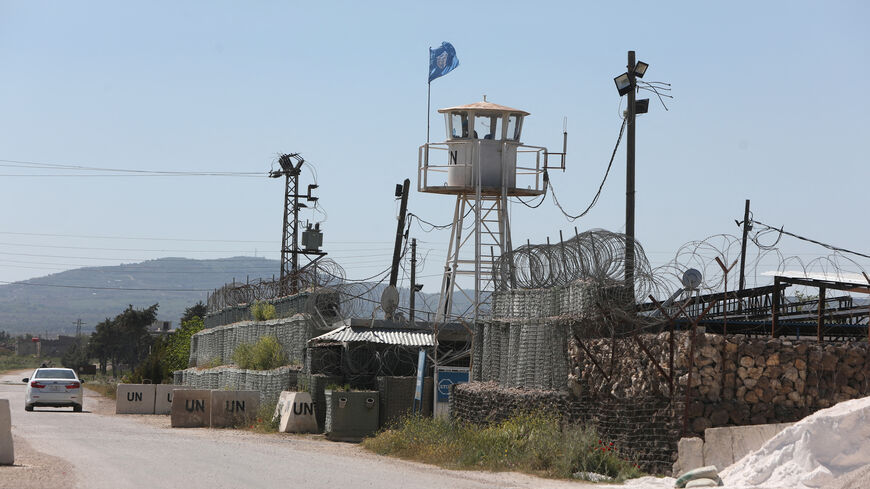 A car drives past an United Nations Disengagement Observer Force (UNDOF) outpost in the village of Khan Arnabah, Quneitra, southern Syria, April 29, 2026.