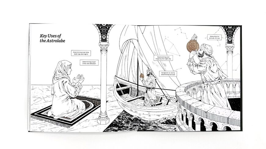 Illustrations from “The Astrolabe: Taker of the Stars,” on view at the Museum of Islamic Art Library, Doha, 2026. (Photo courtesy of the Museum of Islamic Art)
