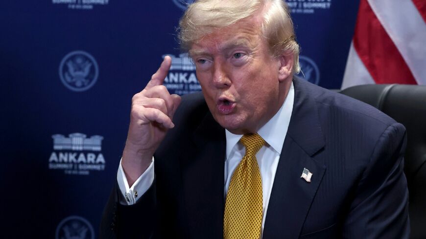 US President Donald Trump reacts as he meets with NATO Secretary General on the sidelines of the NATO summit in Ankara, on July 8, 2026.