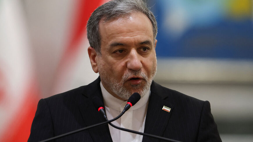 Iranian Foreign Minister Abbas Araqchi attends a press conference alongside Iraqi Foreign Minister Fuad Hussein (not pictured), in Baghdad, Iraq, June 28, 2026. REUTERS/Thaier Al-Sudani