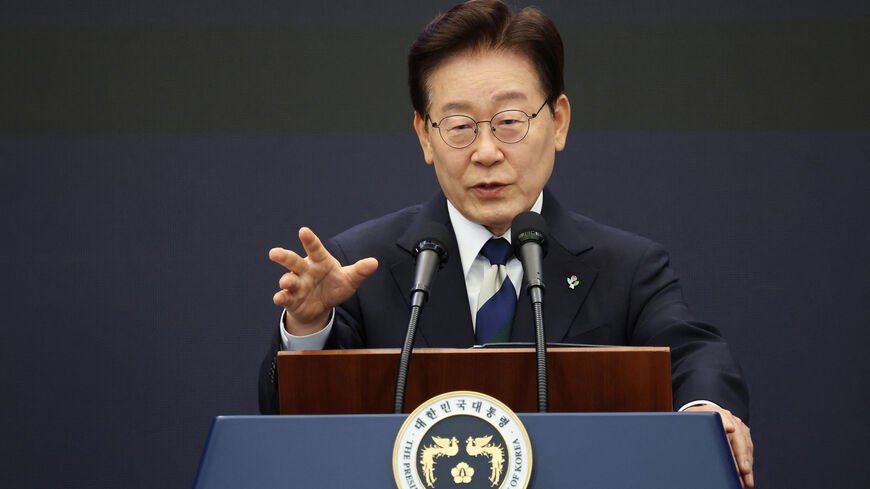 South Korean President Lee Jae Myung delivers his speech during a public briefing on the development vision for advanced industry in South Korea's southwestern region, in Gwangju, South Korea, June 30, 2026. REUTERS/Kim Hong-Ji