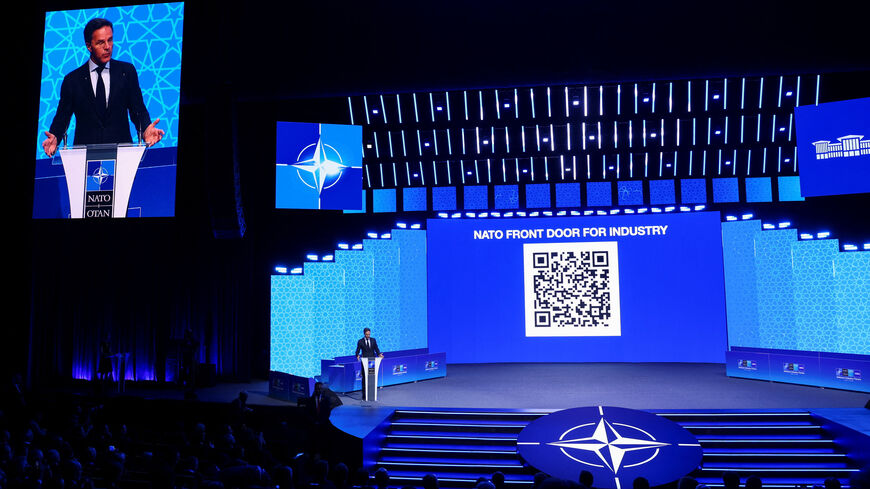 NATO Secretary General Mark Rutte speaks at the NATO Summit Defence Industry Forum, on the sidelines of the NATO leaders' Summit, in Ankara, Turkey, July 7, 2026. REUTERS/Yves Herman
