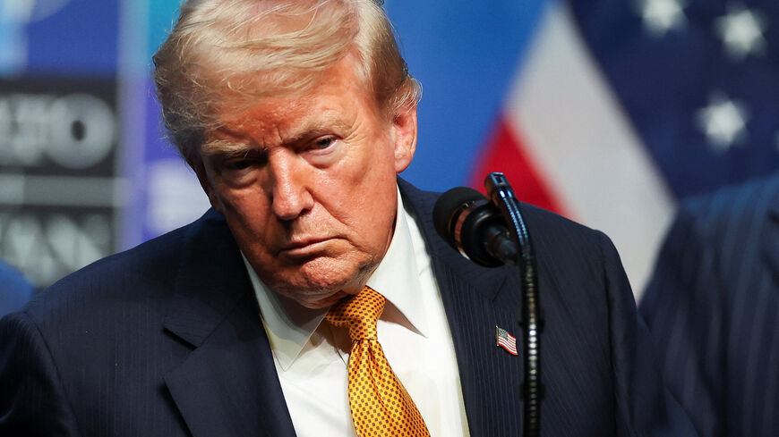 U.S. President Donald Trump reacts as he speaks to the media on the day of a NATO leaders' summit in Ankara, Turkey, July 8, 2026. REUTERS/Umit Bektas