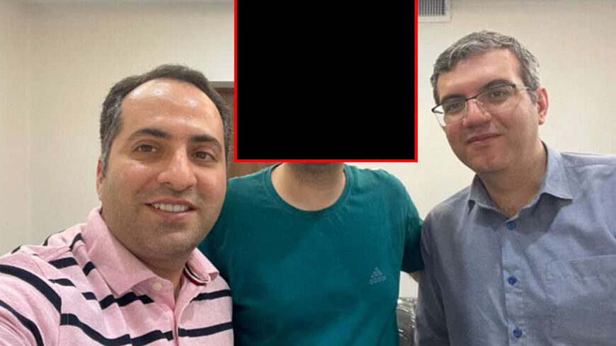 Mahdi Sadeghi, a dual U.S.-Iranian national, appears in an 2024 photo that federal prosecutors in Boston, Massachusetts, U.S., obtained from his phone and included in a court filing on January 13, 2025 that depicts Sadeghi with two other individuals, including Mohammad Abedini. U.S. Department of Justice/Handout via REUTERS