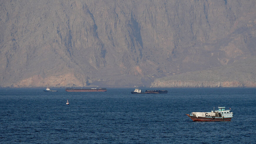FILE PHOTO: Ships and tankers in the Strait of Hormuz off the coast of Musandam, Oman, April 18, 2026. REUTERS/Stringer/File Photo