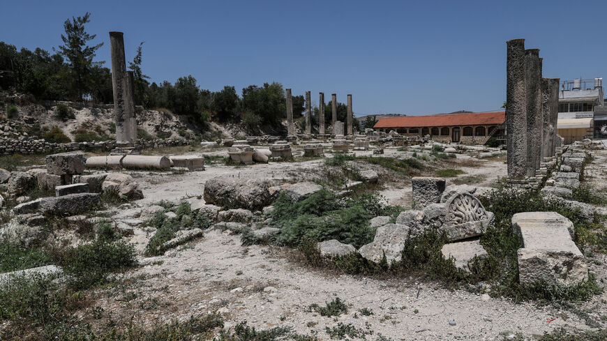 Pillars and archaeological remains in the ancient village of Sebastia, near Nablus in the Israeli-occupied West Bank, June 4, 2026. REUTERS/Ammar Awad