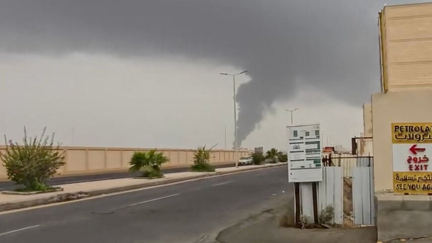 Plume of smoke rises, as Yemen's Iran-aligned Houthis said on Saturday they carried out operations targeting Saudi Aramco facilities in Jizan and Yanbu, according to a statement by the group's military spokesperson Yahya Sare, in Jizan, Saudi Arabia July 25, 2026, in this screen grab obtained from a social media video. Social Media/via REUTERS