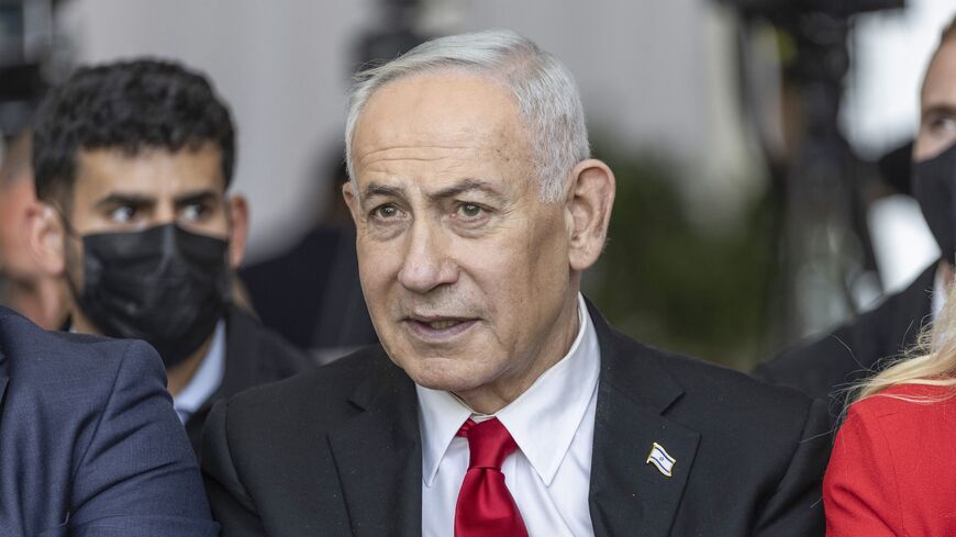 Israel's Prime Minister Benjamin Netanyahu attends a cornerstone laying ceremony for the Atarot Heritage Center at an abandon airport in East Jerusalem near the separation wall with the Israeli occupied West Bank city of Ramallah on July 5, 2026. 