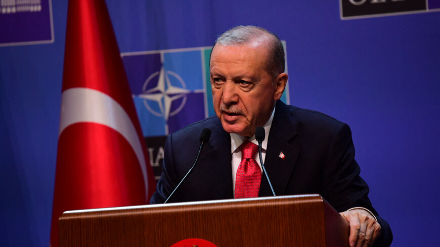 Turkey's President Recep Tayyip Erdogan holds a press conference following the annual NATO Summit at Presidential Complex in Ankara, Turkey on July 8, 2026. 
