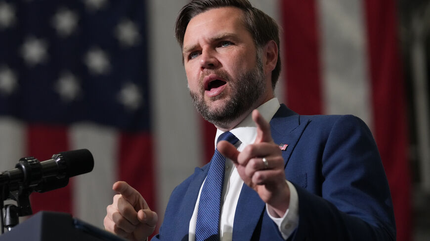 US Vice President JD Vance speaks at the Wisconsin Air National Guard facility at Milwaukee Mitchell International Airport on July 8, 2026, in Milwaukee, Wisconsin. 