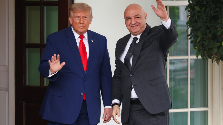 WASHINGTON, DC - JULY 21: U.S. President Donald Trump (L) greets President of Lebanon Joseph Aoun as he arrives at the White House on July 21, 2026 in Washington, DC. Aoun is visiting the White House on the final day of a four-day trip to Washington to discuss the conflict between Israel and Hezbollah as the Israeli military begins its first limited withdrawal from Lebanon following last month’s U.S.-brokered agreement. (Photo by Kevin Dietsch/Getty Images)