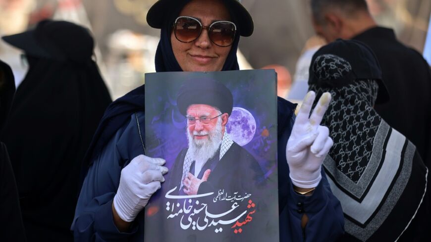 Iranian pilgrims brought portraits of Iran's slain supreme leader Ali Khamenei to Karbala in Iraq where they took part in the Arbaeen pilgrimage