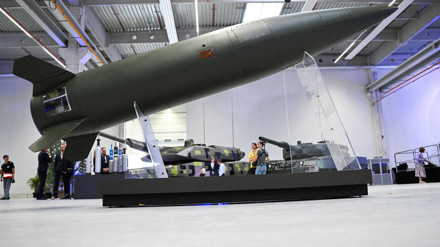 FILE PHOTO: An Army Tactical Missile System (ATACMS) is displayed during the inauguration of a new artillery plant of ammunition maker Rheinmetall, in Unterluess, Germany August 27, 2025. REUTERS/Annegret Hilse/File Photo