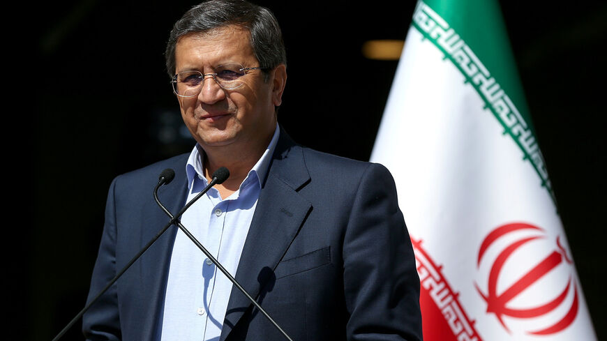 FILE PHOTO: Abdolnaser Hemmati speaks with journalists before the start of the last election debate, in Tehran, Iran June 12, 2021. Ayoub Ghaderi/YJC/WANA (West Asia News Agency) via REUTERS