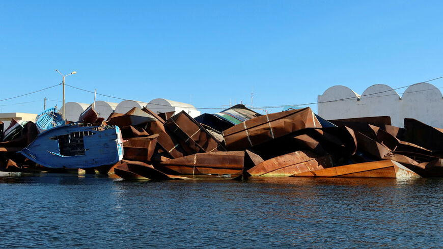 FILE PHOTO: A view shows boats that were used by migrants and seized by Tunisian coastguards, in Sfax, Tunisia April 26, 2023. REUTERS/Jihed Abidellaoui/File Photo