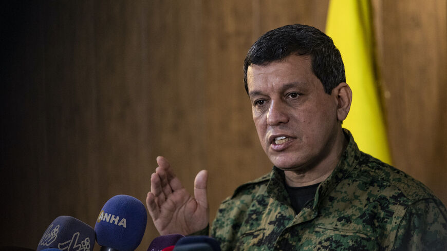 Syrian Democratic Forces (SDF) commander-in-chief Mazloum Kobane speaks during a press conference in Syria's northeastern city of Hasakeh on Dec. 6, 2024. 