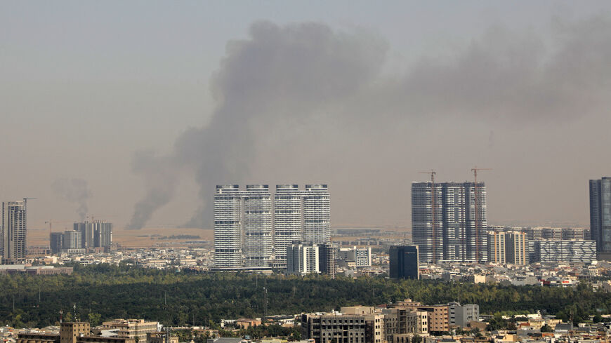 Smoke rises after explosions were heard and air defences activated near the airport in Erbil, on July 24, 2026.  