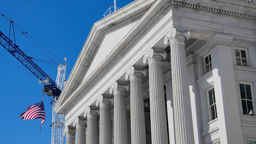 A general view of the Treasury Building on day two of a partial government shutdown in Washington, D.C., U.S., February 1, 2026. REUTERS/Ken Cedeno