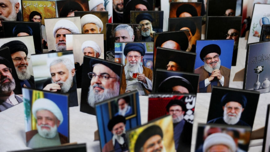 Portraits of current and former Iranian and Hezbollah leaders displayed at Proud Dahiyeh festival