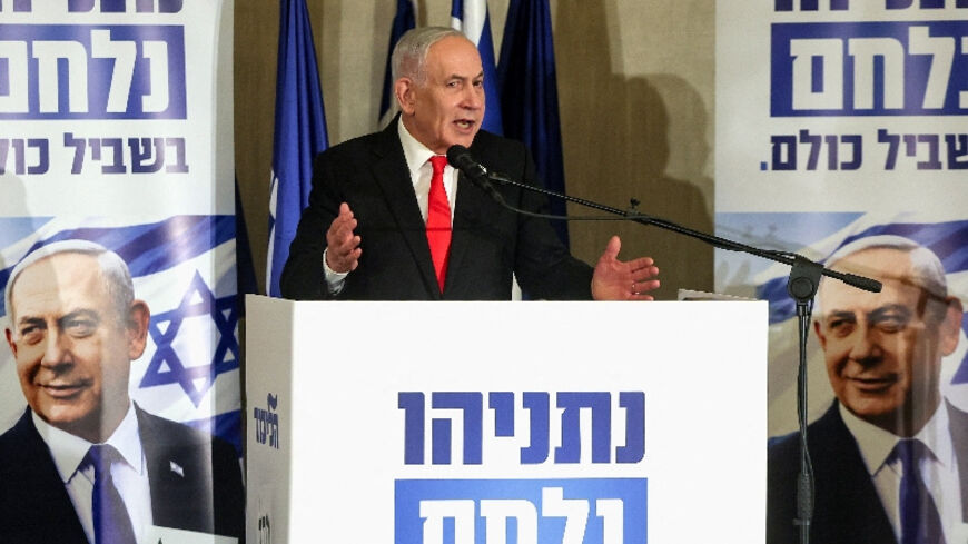 Israeli Prime Minister Netanyahu delivers a statement to members of the press, in Jerusalem