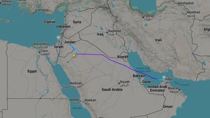 A screengrab taken from Flightradar24 shows a flydubai flight to Israel which was diverted to Saudi Arabia