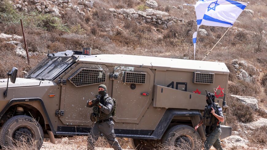 Israeli soldiers arrive in the village of Qusra, south of Nablus in the Israeli-occupied West Bank, which has faced escalating Israeli settler violence over the past month, on Aug. 29, 2026.
