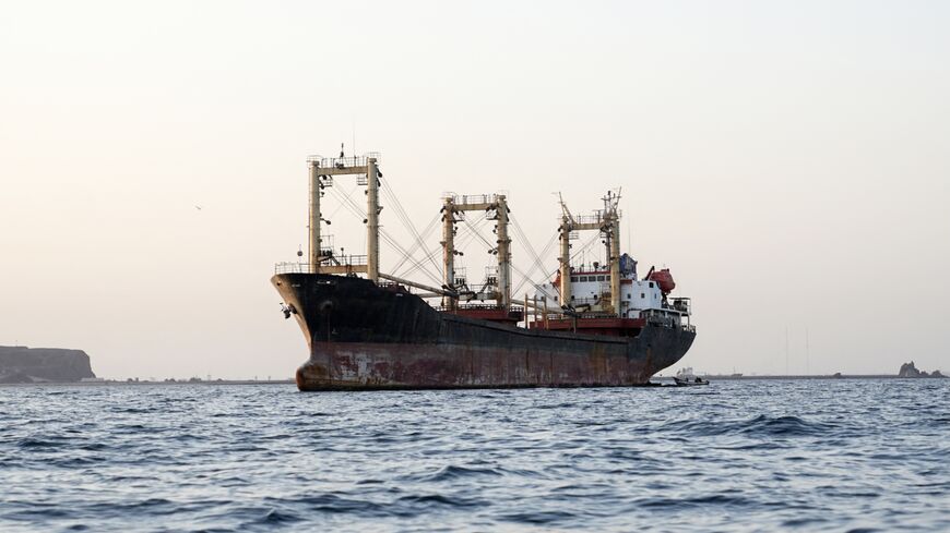 A commercial vessel is anchored off Yemen's coast at Bab al-Mandeb, in the straits connecting the Red Sea with the Gulf of Aden and the Indian Ocean on Sept. 12, 2026. 