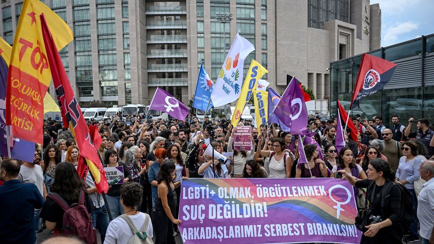 LGBT+ supporters outside an Istanbul courthouse
