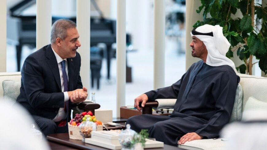 UAE President His Highness Sheikh Mohamed bin Zayed Al Nahyan (R) received His Excellency Hakan Fidan, Minister of Foreign Affairs of the Republic of Turkey (L), in Abu Dhabi on Sept. 28, 2026.
