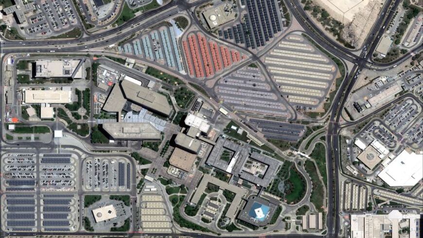 A satellite image taken on July 2, 2026, shows the headquarters of Saudi Arabia's state-owned oil company Saudi Aramco in Dhahran before it was attacked