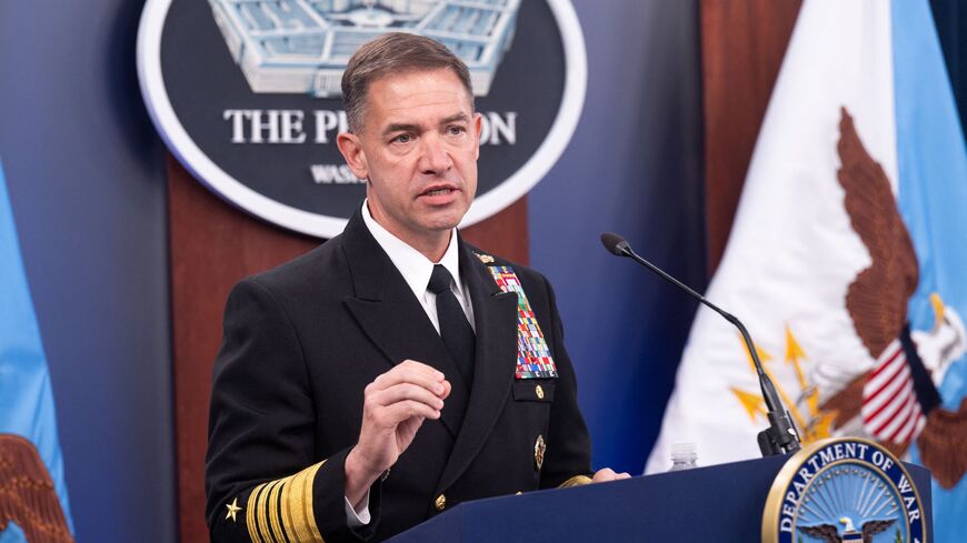 US CENTCOM Commander Admiral Brad Cooper speaks during a press briefing