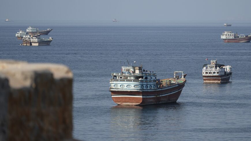 Ships are anchored off the coast of Khasab in Oman's Musandam Governorate, near the Strait of Hormuz, on Oct. 2, 2026. 
