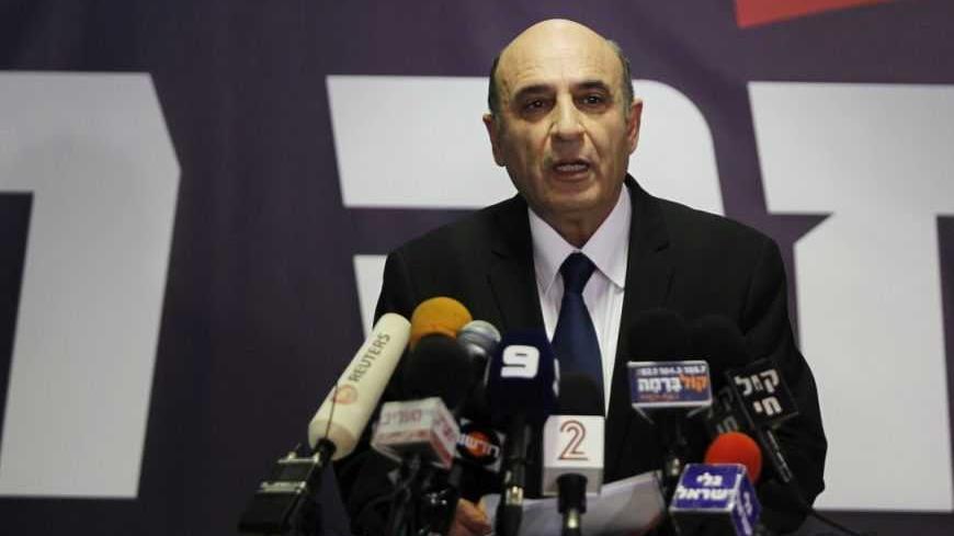 Kadima party leader Shaul Mofaz speaks during a news conference in Petah Tikva, near Tel Aviv July 17, 2012. Israel's Kadima party quit Prime Minister Benjamin Netanyahu's coalition on Tuesday in a dispute over drafting ultra-Orthodox Jews into the military, but the government was not expected to collapse because it still had a majority in parliament. REUTERS/Baz Ratner (ISRAEL - Tags: POLITICS MILITARY RELIGION) - RTR350Q2
