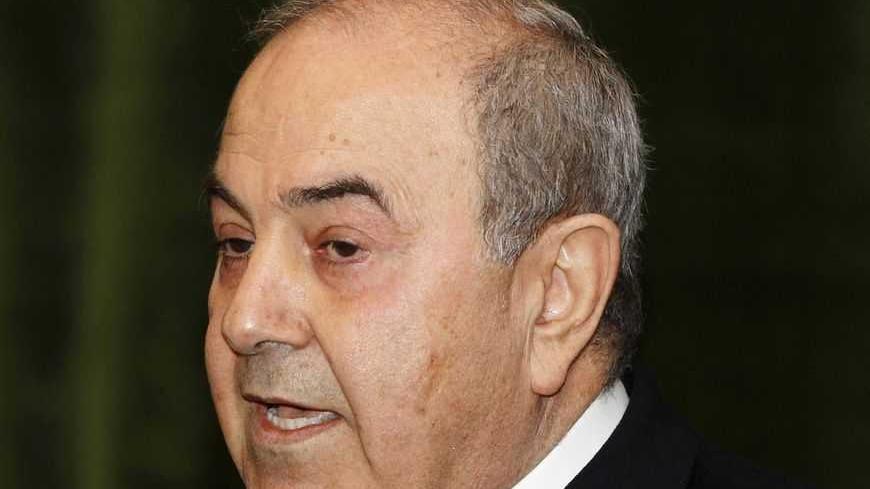 Head of the Sunni-backed Iraqiya political bloc Iyad Allawi speaks during a news conference for the seniors of Iraqiya bloc in Baghdad January 18, 2012.  REUTERS/Mohammed Ameen (IRAQ - Tags: POLITICS) - RTR2WGNS