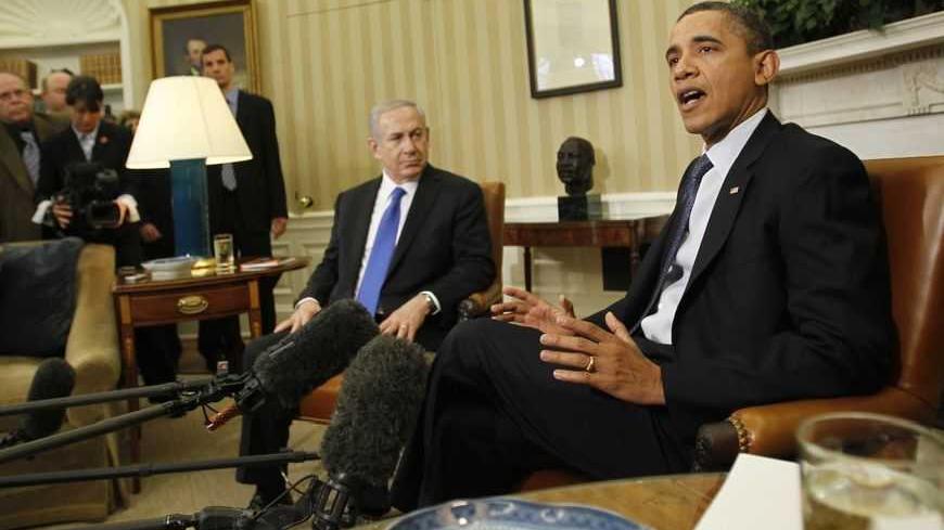 U.S. President Barack Obama speaks to the media alongside Israel's Prime Minister Benjamin Netanyahu during their meeting in the Oval Office of the White House in Washington, March 5, 2012. REUTERS/Jason Reed (UNITED STATES - Tags: POLITICS) - RTR2YVOP