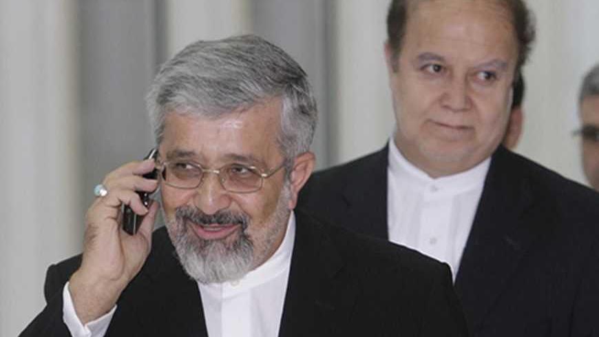 Iran's International Atomic Energy Agency (IAEA) ambassador Ali Asghar Soltanieh (L) and Hamid-Reza Asgari, a senior advisor in Iran's Atomic Energy Organization, attend a meeting on the Iranian nuclear issue in Vienna with EU, Russian and U.S. diplomats in Vienna's UN headquarters October 21, 2009. High-stakes talks between Iran and big powers that stalled on Tuesday will resume on Wednesday and the U.N. nuclear watchdog chief said a deal was still in reach to help allay concerns about Tehran's nuclear pro