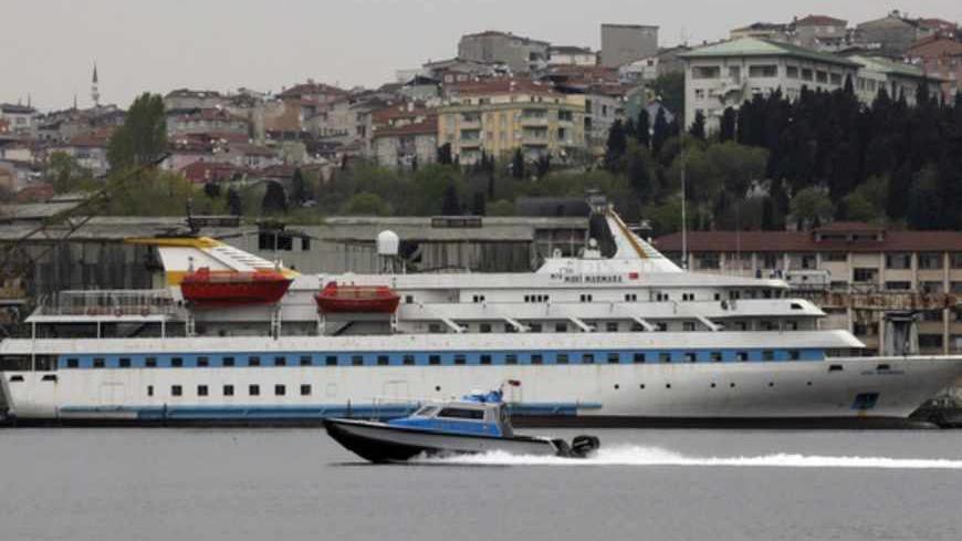 The Turkish-owned cruise liner Mavi Marmara is seen under maintenance at a shipyard in Istanbul April 21, 2013. An Israeli delegation will visit Turkey for the first time in three years in another sign of thawing relations since the U.S. brokered a breakthrough in March, but any further advancement in ties was expected to be incremental. Israel apologised to Turkey over the killing of nine Turks in a 2010 naval raid on a Gaza-bound flotilla, which included the Mavi Marmara, and the two agreed to normalise r