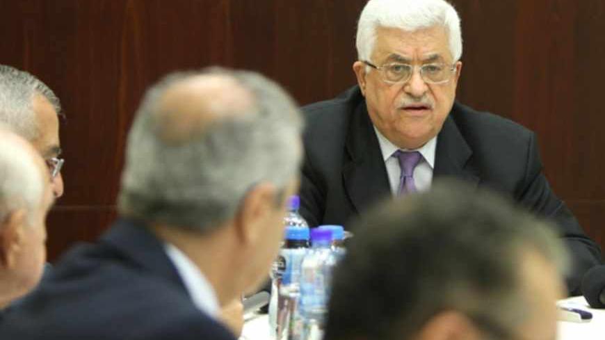 Palestinian President Mahmud Abbas speaks during a meeting of Fatah's central committee and the Palestine Liberation Organisation's (PLO) executive committee in the city of Ramallah in the Israeli occupied West Bank, on May 13, 2012,  a day after Israeli premier Benjamin Netanyahu sent his response to a letter from Abbas on the stalled peace process.  AFP PHOTO/ABBAS MOMANI        (Photo credit should read ABBAS MOMANI/AFP/GettyImages)