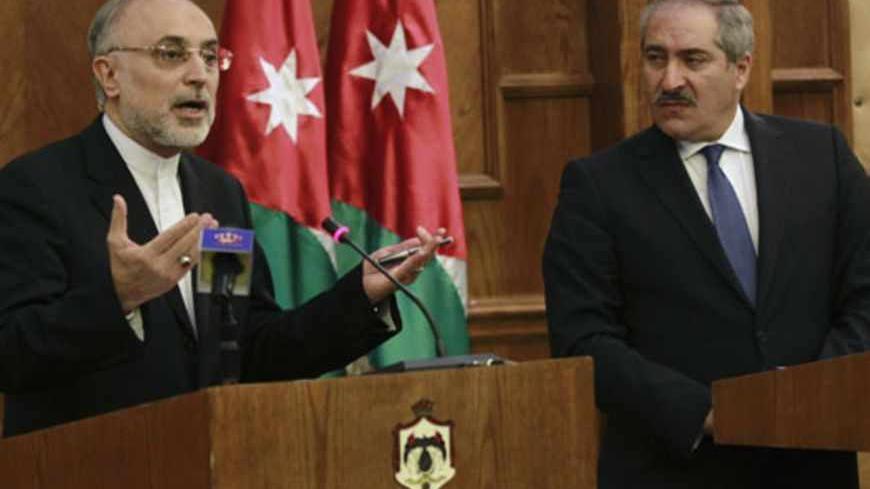 Iran's Foreign Minister Ali Akbar Salehi speaks during his joint news conference with his Jordanian counterpart Nasser Judeh in Amman May 7, 2013. REUTERS/Muhammad Hamed (JORDAN - Tags: POLITICS) - RTXZDGZ