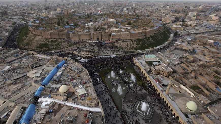 An aerial view of the city of Arbil, the capital of the autonomous Kurdistan region, about 350 km (217 miles) north of Baghdad, March 19, 2013.  Picture taken March 19, 2013. REUTERS/Azad Lashkari (IRAQ - Tags: CITYSCAPE) - RTR3F8BR