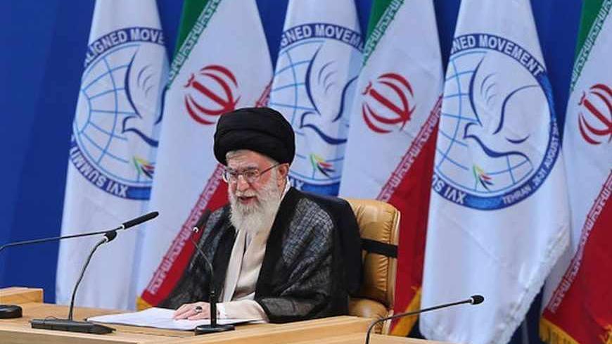 Iran's Supreme Leader Ayatollah Ali Khamenei speaks during the 16th summit of the Non-Aligned Movement in Tehran, August 30, 2012. REUTERS/Hamid Forootan/ISNA (IRAN - Tags: POLITICS) FOR EDITORIAL USE ONLY. NOT FOR SALE FOR MARKETING OR ADVERTISING CAMPAIGNS. THIS IMAGE HAS BEEN SUPPLIED BY A THIRD PARTY. IT IS DISTRIBUTED, EXACTLY AS RECEIVED BY REUTERS, AS A SERVICE TO CLIENTS - RTR379UE