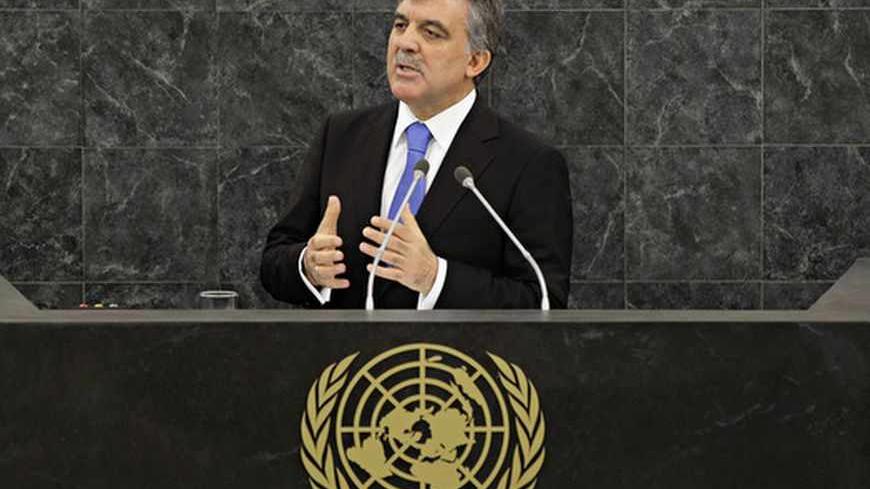 Turkish President Abdullah Gul addresses the 68th United Nations General Assembly in New York, September 24, 2013. REUTERS/Andrew Burton/Pool (UNITED STATES - Tags: POLITICS) - RTX13XT4