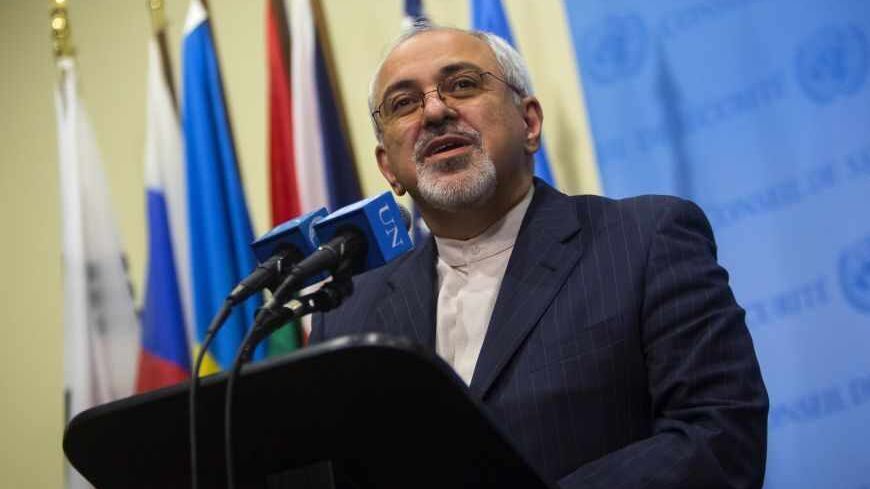 Iran's Foreign Minister Mohammad Javad Zarif speaks to the media after a meeting of the foreign ministers representing the permanent five member countries of the United Nations Security Council, including Germany, at the U.N. Headquarters in New York September 26, 2013. U.S. and Iranian officials emerged upbeat on Thursday from a meeting on Iran's nuclear program but both sides also sounded a cautionary note, with the United States saying there was more work to do and Iran insisting on quick sanctions relie