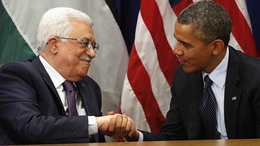 U.S. President Barack Obama (R) meets with Palestinian President Mahmoud Abbas during the United Nations General Assembly in New York September 24, 2013.
REUTERS/Kevin Lamarque (UNITED STATES - Tags: POLITICS) - RTX13Y4X