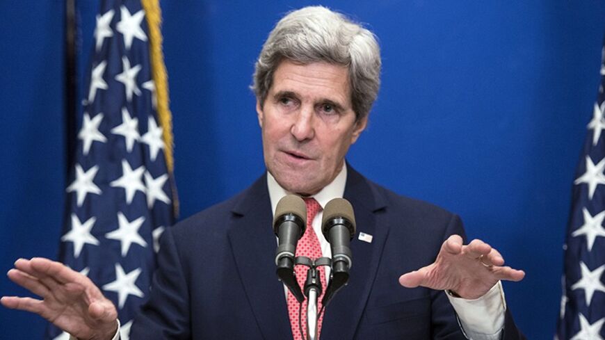 U.S. Secretary of State John Kerry speaks during a news conference at the David Citadel Hotel in Jerusalem January 5, 2014. Kerry voiced support for direct South Sudanese peace talks set to begin on Sunday and cautioned against any use of force to try to gain the upper hand.   REUTERS/Brendan Smialowski/Pool     (JERUSALEM - Tags: POLITICS) - RTX172N0