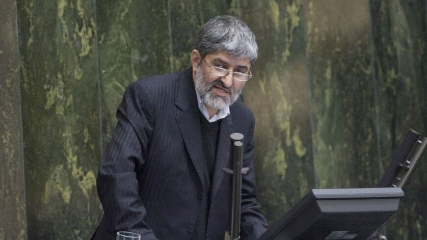 EDITORS' NOTE: Reuters and other foreign media are subject to Iranian restrictions on leaving the office to report, film or take pictures in Tehran.

Iranian lawmaker Ali Motahari speaks in the Iranian parliament in Tehran November 15, 2009. REUTERS/Morteza Nikoubazl (IRAN POLITICS) - RTXQRB3