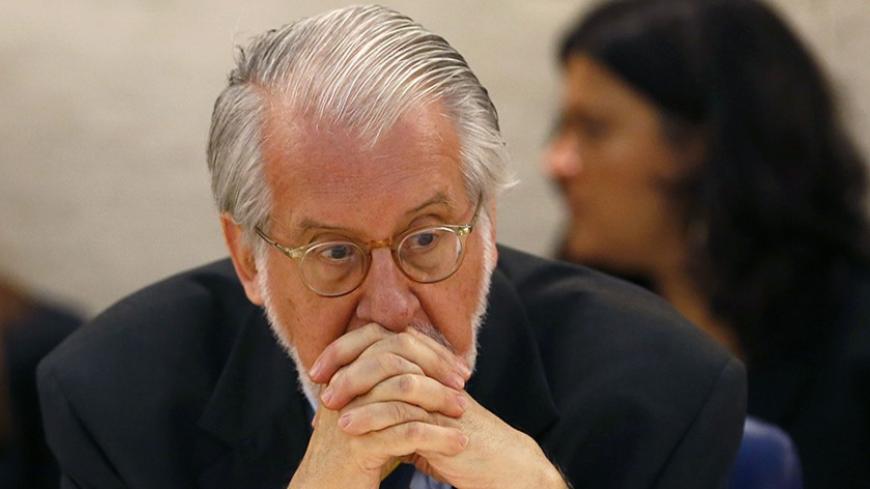 Paulo Pinheiro, chairperson of the International Commission of Inquiry on Syria attends the Human Rights Council meeting in Geneva September 16, 2013.  Killings, crimes and other abuses by rebels, including foreign fighters invoking jihad, or holy war, have increased in northern Syria, U.N. human rights investigators said on Monday. Pinheiro, reporting on suspected war crimes since July 15, also said President Bashar al-Assad's government had continued a relentless campaign of air bombardment and artillery 