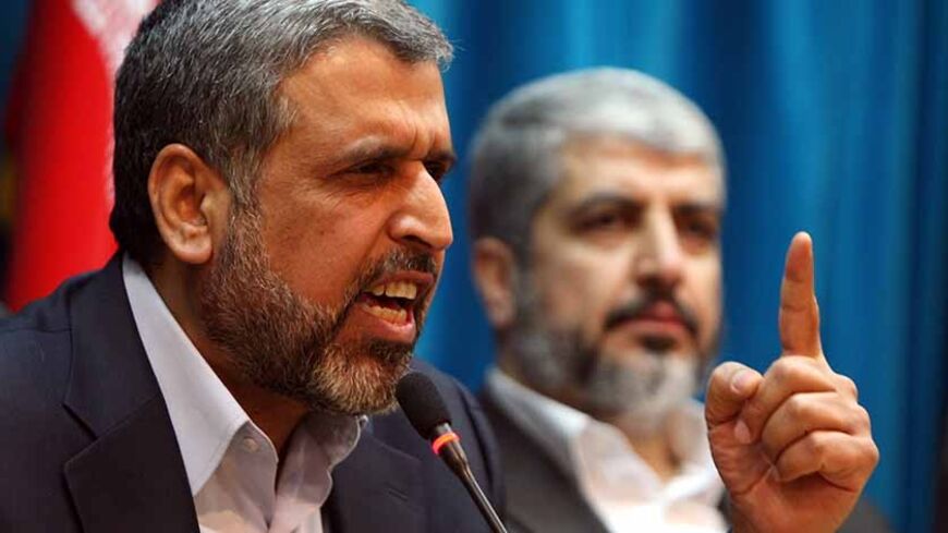 Exiled Palestinian Islamic Jihad leader Ramadan Shallah delivers a speech during a conference in support of Palestinians in Tehran on February 28, 2010. Israel has lost its "raison d'etre" and its presence in the region causes instability, Iranian media quoted Iranian President Mahmoud Ahmadinejad as saying at the conference attended by top Palestinian militant leaders. AFP PHOTO/ATTA KENARE (Photo credit should read ATTA KENARE/AFP/Getty Images)