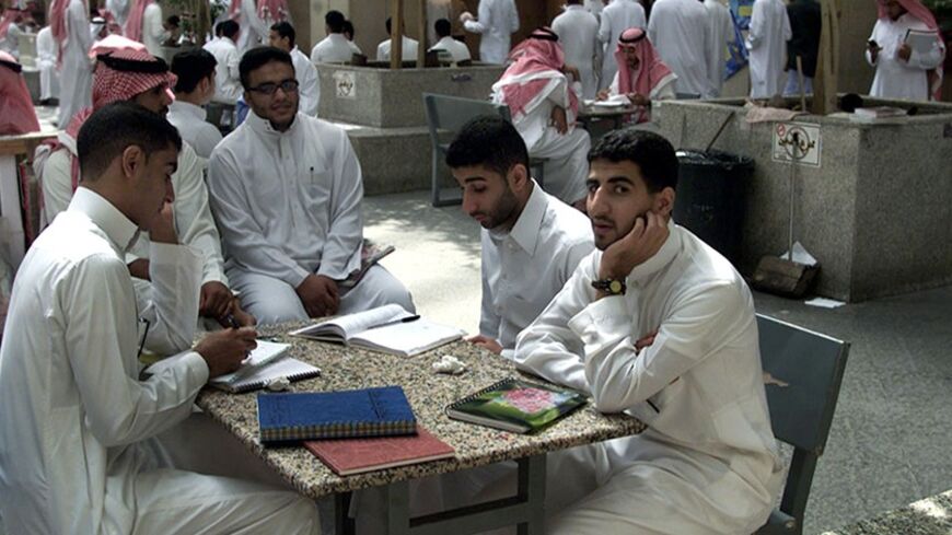 Saudi students gather at an outdoor cafe at King Saud University in
Riyadh October 30, 2002. The university is one of several major
educational institutions turning out thousands of graduates every year
in search of jobs. The government is stepping up efforts at
"Saudization" in a country where a third of the workforce is foreign
and unemployment among Saudis is running anywhere between eight to 12
percent. REUTERS/Ali Jarekji
AJ/WS - RTRD1E3